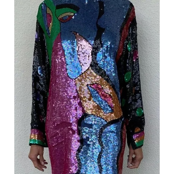Vintage peter max era sequin dress - Picture 2 of 4